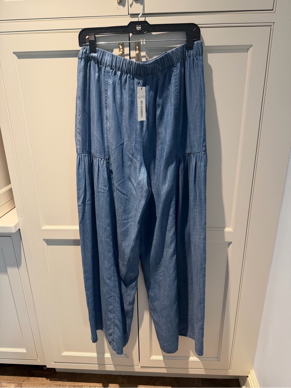Current Air Light Blue Wide-Leg Denim-Effect Chinos